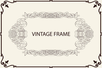 Vintage frame with ornament. Greeting card. Template for your design