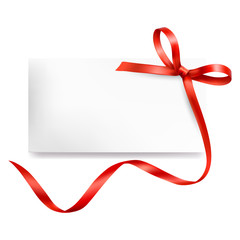 Greeting card with red ribbon. Template for your design