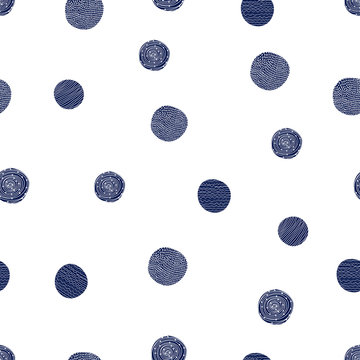 Cute seamless pattern, polka dot fabric, wallpaper, vector.