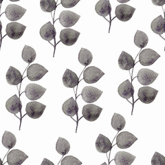 Seamless pattern with leaves on a white background. Beautiful design for wallpapers, textiles, fabrics, wrapping paper, background. Watercolour hand painted. 