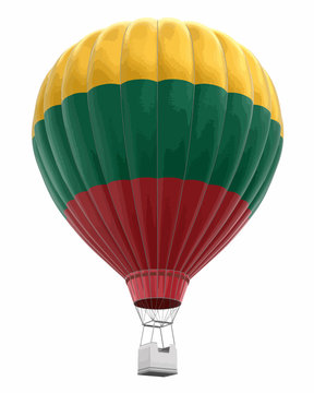 Hot Air Balloon with Lithuanian Flag. Image with clipping path