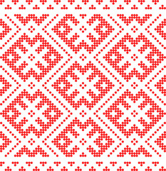 Traditional Russian and slavic ornament.Red circles pattern.