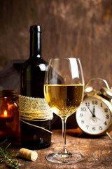 Glass of vine in rustic environment