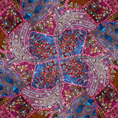Embroidery with threads, stones and sequins