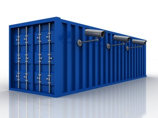 Container conncted cctv camara. 3d illustration