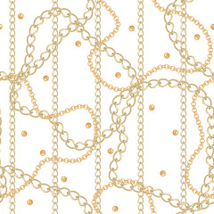 Gold and silver Chain Jewelry seamless pattern.
