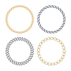 Set of Circle golden and silver chain frames.