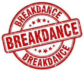 breakdance red grunge round vintage rubber stamp