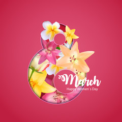 Poster International Happy Women's Day 8 March Floral Greeting card Vector Illustration