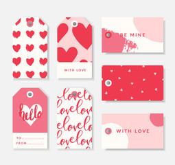 Romantic Valentine's Day Gift Tag Templates - obrazy, fototapety, plakaty