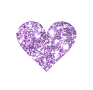 Heart with purple glitter isolated on white background. Can be used as place for your text, design element