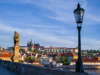 Prague city view from the bridge