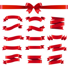 Red Ribbon And Bow White Background