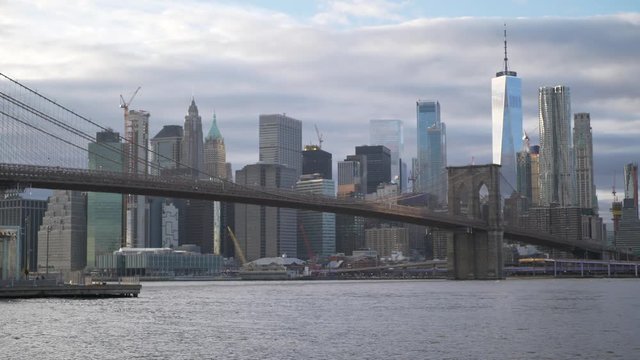 Amazing view over the skyline of Manhattan with Brooklyn Bridge