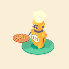 Robot chef making pizza