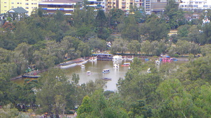 aerial view of the city lake