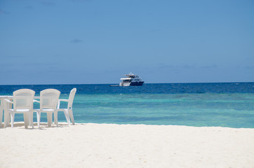 the island on Maldives a landscape of the beach of the ocean and the ship