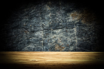 Table background and dark mood wall background 