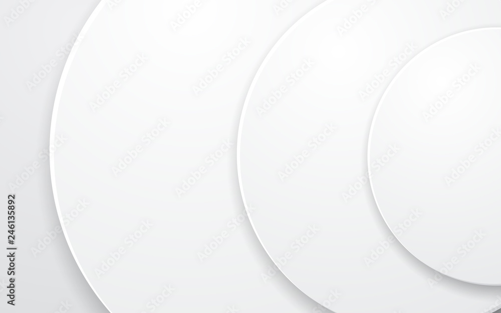 Poster white abstract background. circle multi layer shape in center composition.