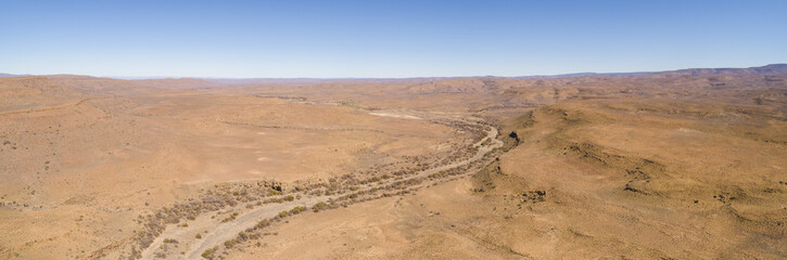 Fototapeta na wymiar Panoramic Aerial view over the Karoo region in South Africa