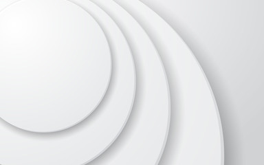 White abstract background. Circle multi layer shape in center composition.   