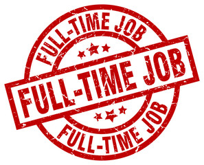 full-time job round red grunge stamp