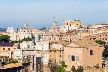 Fototapeta na wymiar Aerial scenic view of Rome at sunny day, Italy