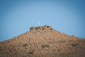 Iconic scenes from the karoo region in South Africa, gravel roads and semi desert conditions