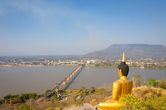 Buddha statue located on the mountain in Pakse