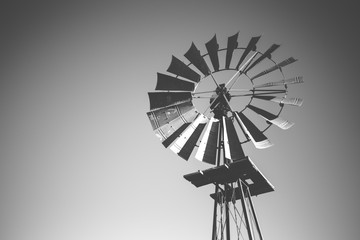 Close up image of a windpump / windpomp / in the great karoo region of south africa