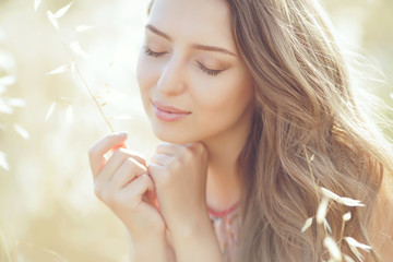Beautiful woman in spring 
