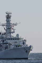 WARSHIP - Shapely frigate on a patrol in the sea
