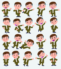 Cartoon character businessman in casual style. Set with different postures, attitudes and poses, always in positive attitude, doing different activities in vector vector illustrations.