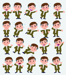 Cartoon character businessman in casual style. Set with different postures, attitudes and poses, doing different activities in isolated vector illustrations.