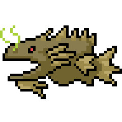 Obraz premium vector pixel art fish monster