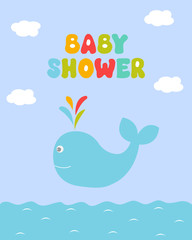 Vector greeting card on the theme of the baby shower.