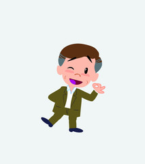 Businessman in casual style doing the OK sign with his hand.