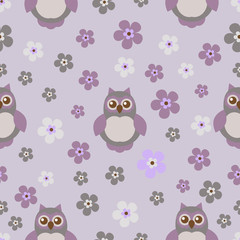 Obraz premium Vector seamless texture with cute owls.