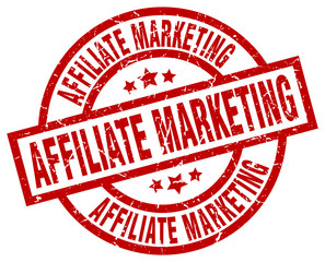 affiliate marketing round red grunge stamp
