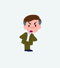 Businessman in casual style is slightly angry.