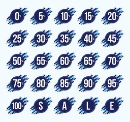 Zero to One hundred percent, Blue sign for sale graphic vector