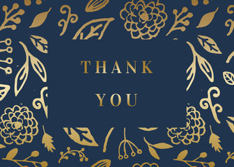 Golden Florals Thank You Card Template