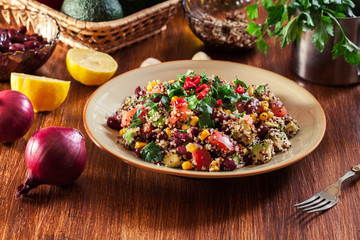 Mexican salad with quinoa and vegetables