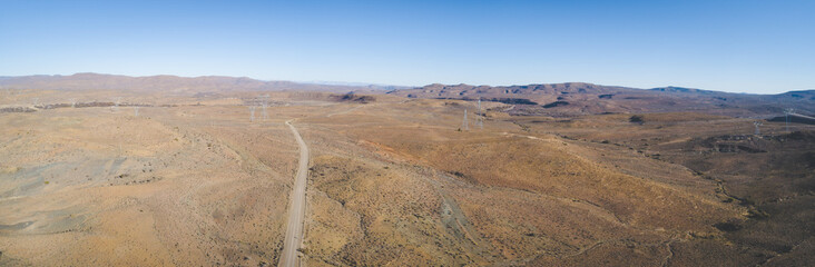 Panoramic Aerial view over the Karoo region in South Africa