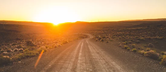 Foto auf Acrylglas Iconic scenes from the karoo region in South Africa, gravel roads and semi desert conditions © Dewald