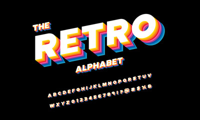 Retro colorful stylized alphabet design