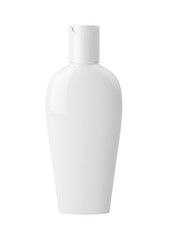 Isolated white plastic bottle for cosmetics, mockup for design, 3D rendering, 3d illustration