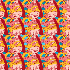 A mosiac Kalamkari design with floral motifs