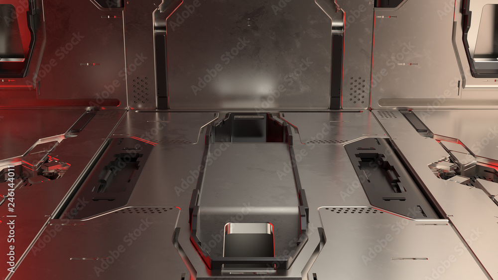 Aufkleber 3d render abstract reflective sci-fi pannels. technology detailed background...