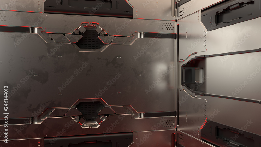 Aufkleber 3d render abstract reflective sci-fi pannels. technology detailed background...
